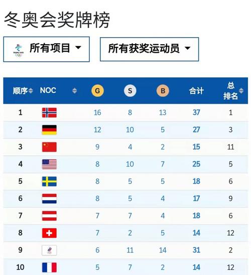 中国代表团在本届冬奥会上的获奖情况